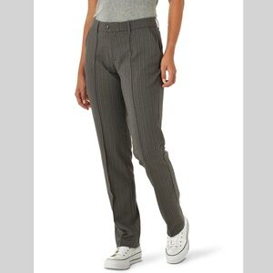 Lee Comfort Knit Straight Leg Gray Pinstripe Pants Women’s Size 14 Office Career